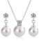 Schmuck Set 3Tlg Silber 925 Halskette Ohrringe Perlen Pendant CZ Damen Ohrringe Silber 925 Hängend Perlenschmuck Silberschmuckset für Damen