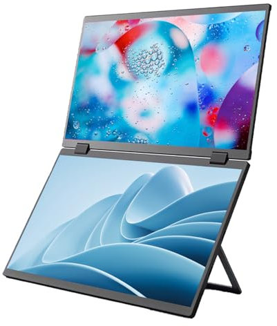 docooler Monitor dual de 15,6 pulgadas 1080P Extensión de pantalla para computadora portátil Pantalla plegable Pantalla externa ultrafina Frecuencia de actualización 60Hz para PC portátiles Consola de