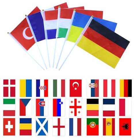 Lolileo 24PCS Flags of the World 2024, 2024 Olympic Games Decoration And Decoration European Championship Handheld Flag, Suitable for Decorating Parties, Restaurants, Clubs