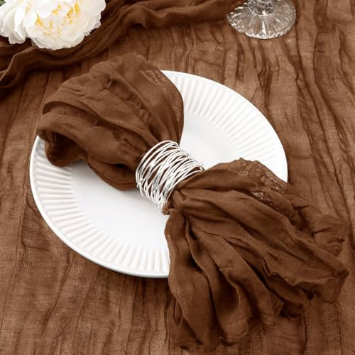 DeZerlor Seihtuch-Servietten, braun, Herbst-Erntedankfest, Stoffservietten, Set mit 12 Stück, Marron Esstischservietten, Großpackung, 53,3 x 53,3 cm, für Thanksgiving, Hochzeit, Brautparty, Babyparty