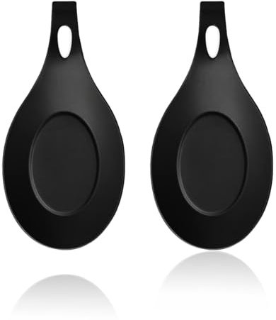 2 PCS Repose Cuillère Cuisine, Repose Cuillère en Silicone, Repose Cuillère Cuisine, Repose Cuillère en Silicone Multifonction, Repose Cuillère à Chaleur de Cuisine, pour la Cuisine (Noir)