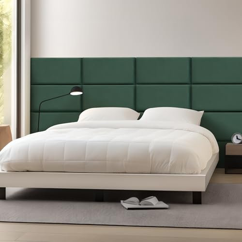 [neu.haus] Wandkissen Carpino 3er Set 60 x 30 cm Wandpolster Samt Dunkelgrün Wandpaneele gepolstert Kopfteil für Bett Polsterpaneel zum Kleben