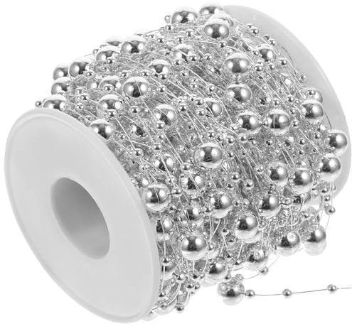 Operitacx 1 Rolle Perlenkette Weihnachtsbaum, 20 Weihnachtsbaum Kette für DIY Weihnachten Hochzeit Dekoration Perlen Kette Weihnachts Perlen Girlande