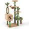 GOPLUS Árbol Moderno para Gatos de 150 cm de Altura, en Forma de Cactus con Percha, Condo, Cama, Cápsula Espacial, Postes y Alfombra Rascadores de Sisal, Cuerda, Bola, Multinivel para Gatos