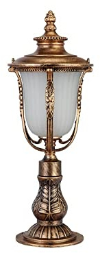 GLJTUO Lampione da Esterno, Illuminazione Esterna Resistente alle Intemperie, Pilastro in Pietra, Illuminazione Notturna, Tradizionale, Esterno, Giardino, Cortile, Lanterna, Pilas,Bronze