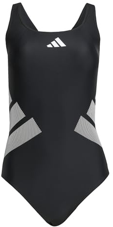 adidas Damen Logo C-Back Swimsuit Swimwear, Black/White, 36