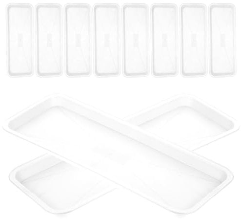 YARNOW Vassoio per Fioriera Rettangolare da 10 Pezzi, Sottovaso in Plastica Riutilizzabile per Piante, Vassoio per Bonsai, per Casa E Giardino, 39.8x15x2 Cm