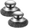 2 Pieces Steel Wool Scrubber, Stainless Steel Sponge Scourers with Handle, Wire Wool, Detachable Heavy Duty Dish Brush Pot Scrubber, for Cleaning Kitchen Pots Pans Grills Sink (2 pieces)