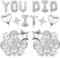 Abschlussdekorationen Congratulations Party Banner - You Did It Banner Silber Well Done Dekoration, Stern Herz Folie Latex Ballon für Ruhestand Jahrestag Hochzeit Party Supplies