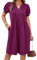 GRACE KARIN Femme Ete Robe A-Line Manche Courte Casual Robe Femme Henley Col en V avec Poches Chic et Elegant Rouge Violet L