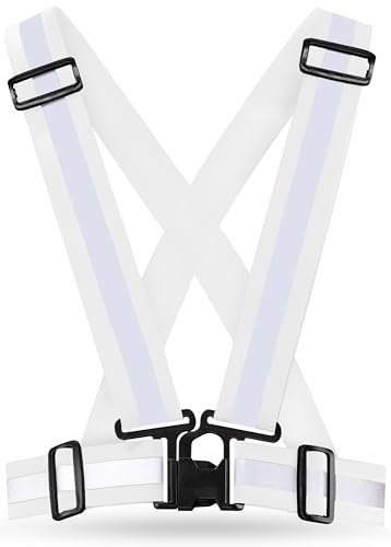 AVANA Reflektorweste Reflektierende Sicherheitsweste Einstellbar Warnweste Leicht Hohe Sichtbarkeit Joggen Fahrrad Laufen Motorrad für Erwachsene & Jugendliche 2er-Set (Weiß)