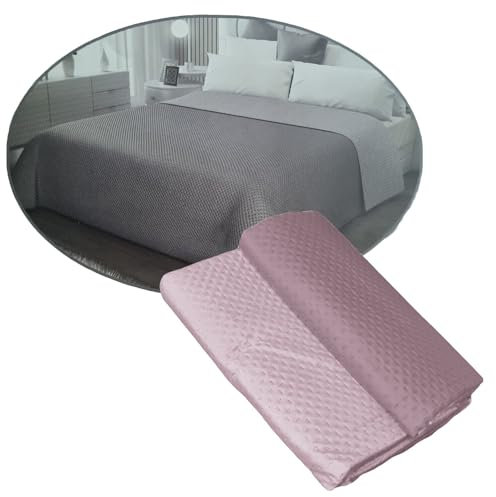 GX GARGIX Trapuntino Copriletto Trapuntato Primaverile Bicolore Double Face Leggero (RDS-5/Malva, SINGOLO)