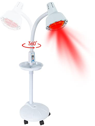 MINRS Infrarotlampe, 275W Rotlichtlampe Wärmelampe Temperatur Einstellbar Rotlicht Lampe Therapie mit Zeitmessgerät Infrarotlicht für Linderung von Schmerzen in Körperteilen, Wundheilung