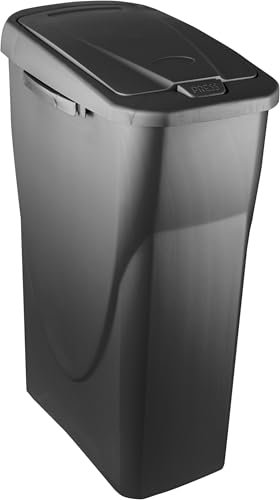 M home by Mazzei Mondex - Poubelle de Tri Sélectif 25L en Plastique - Ouverture facile Push - Coloris Gris Anthracite - Idéale pour Cuisine, Salle de Bain, Cellier - Fabriquée en France