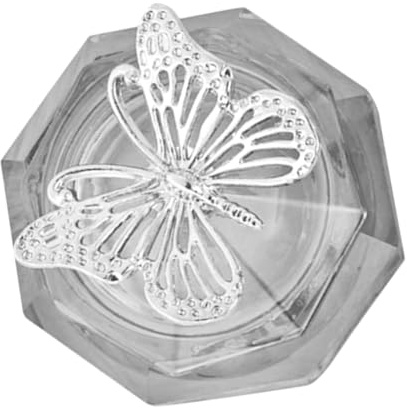BESTYASH Coupe à Ongles Cristal Avec Couvercle Métallique, Taille Moyenne, Transparent, Anti-éclaboussures, Pour Manucure Professionnelle à Domicile