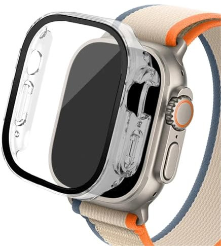 Quirxio Boîtier en verre pour Apple Watch Ultra 2, 49mm, smar twatch PC, protecteur d'écran pare-chocs, couverture trempée, accessoires de bande série iwatch(Transparent 03,Ultra 49mm)