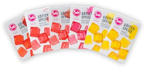 DECOCINO meets Sally Götterspeise-Set 30 g, 6-teilig, bunte Dessert-Götterspeise mit Fruchtgeschmack, ideal als Nachspeise, Tortendeko und Dessert