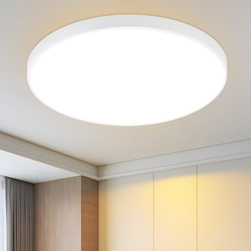 Laittiin Deckenlampe LED Deckenleuchte Flach - 21CM Weiß Flurlampe Decke | 12W Rund Küchenlampe IP44 Wasserfest Badezimmerlampe 3000K Warmweiß Modern Schlafzimmerlampe für Flur Küche Bad Balkon