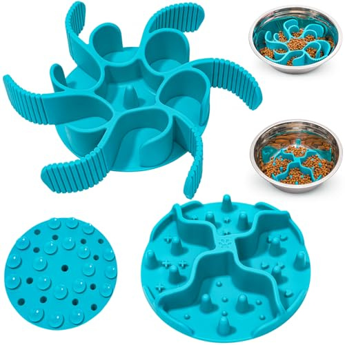 PETDOGRE 2PCS Slow Feeder Insert for Dog Bowls with Strong Suction | Fits 4.7-7 Bowls,food-contact silicone,dishwasher safe,for fast eaters,for dogs and cats,daily mealtimes