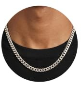 ZHESHY Halskette Herren Silberkette Goldkette Edelstahl Für Männer Jungen | 18K Vergoldet Panzerkette Kubanische Venezianierkette Silber Kette Damen Wasserfester Schmuck Geschenk Accessoire Für Herren
