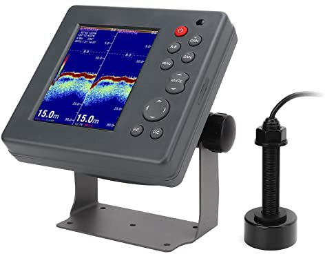 MasYosh Sonar-Fischfinder, 5,6 Zoll 256-Farben-LCD-Display mit 50/200 kHz Doppelfrequenz, 1000 W Hohe Leistung für das Angeln Im Eissee, Im Meer, Im Fluss