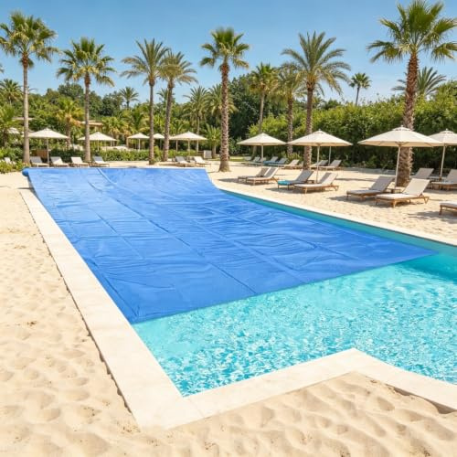 Cubierta Solar para Piscina 2 x 3 m Mantiene La Temperatura y Calienta El Agua Cubierta de Piscina Rectangular Se Puede Cortar para Jardin y Piscinas, Azul