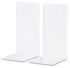MAUL Buchstütze Registraturstütze aus Metall (2er Pack) | Bücherhalter, Organzier für Kinder, Bücher, Büro, Regal | Bücherstütze aus stabilem Metall im stilvollen Design | 14x12x24cm | Weiß