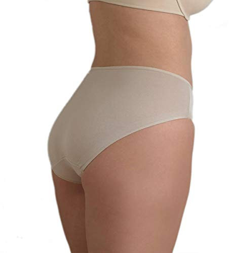 Naomi & Nicole Damen Bikinislip - Unterhose Damen Slip Lasercut Damen Damenslip Microfaser Unsichtbare Höschen mit Silikonabschluss Haut Größe L (42)