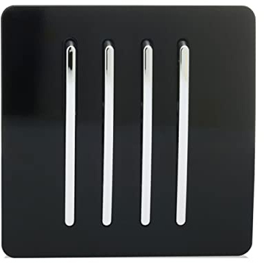 Trendi 4 Gang 1 Way Artistic Modern Glossy 10 Amp Rocker Tactile Light Switch Black ART-SS7BK