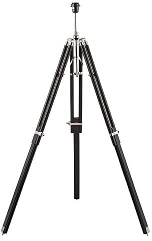 Endon Tripod base only floor 60W Dark wood & bright nickel plate