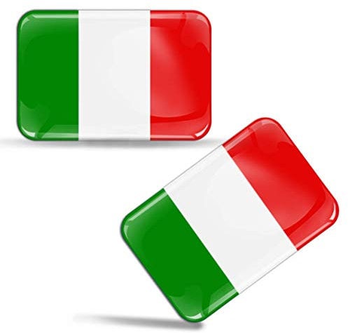 SkinoEu® 2 x Aufkleber 3D Gel Silikon Stickers Italien Flagge Italy Flag Fahne Autoaufkleber F 29