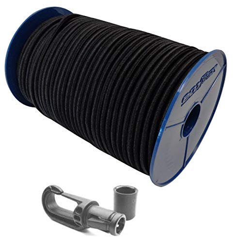 Seilwelt 8mm Expanderseil 10m Gummiseil + 20 Karabiner Gummileine Planenseil Seil Plane in Schwarz