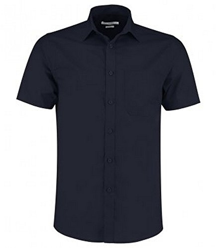 Kustom Kit Mens Short Sleeve Tailored Poplin Shirt (15) (Dark Navy)