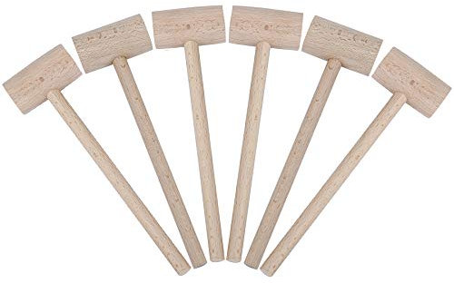 Crab & Lobster Mallets, Natural Wooden Seafood Shellfish Hammers, Set of 6