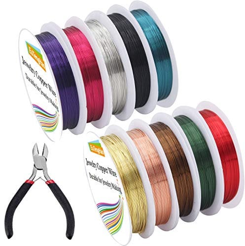 EuTengHao Schmuckdraht für Armbänder, Halsketten, Ohrringe, Schmuckherstellung (10 Farben, 26 Gauge), 10 Stück