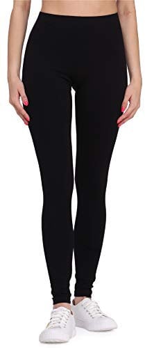Bellivalini Leggings Damen aus Viskose Ganzjährig Bequeme Bekleidung Damen für tägliches Tragen oder Sport BLV50-147 (Schwarz, M)