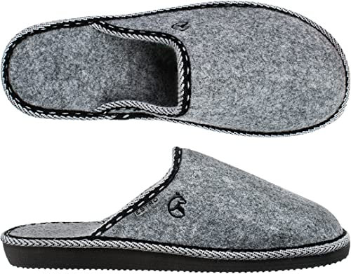 ESTRO Zapatillas de Casa Hombre - Pantuflas Hombre Zapatillas de Estar Por Casa Pantuflas de Fieltro F14 (Gris, 43 EU)