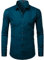 PARKLEES Men's Slim Fit Formal Long Sleeve Casual Business Party Dress Shirts with Chest Pocket Teal L