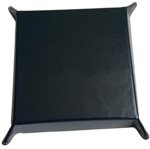 tooloflife Leather Tidy Tray PU Leather Square Tray Bedside Organiser Jewellery Valet Tray Desk Storage Plate for Key Coin Trinket Phone Jewelry Wallet (Black)
