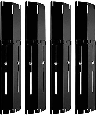 Universal BBQ Heat Shield, Adjustable Heat Plates Flavorizer Bar, Porcelain Steel Gasgrill Burner Cover Outdoor Barbecue Replacement Parts for Most Grills, Length Extends from 29.8cm to 53.3cm 4 Pack