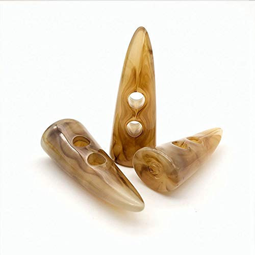NC 24Pcs 4.8cm Harz Horn Knebel Mantel Knöpfe Zwei Löcher Horn Zahn Form Harz Knöpfe Nähen Handwerk DIY Zubehör für Strickwaren, Windjacke, Wattierte Jacke, Daunenjacke, Wollmantel