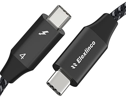Elexlinco Cable Thunderbolt 4 2m, Thunderbolt 4 Supporte Jusqu'a 8K Display/40Gbps Data Transfer, 100W USB-C to USB-C Charge Cable, Compatible avec Macbooks, Studio Display, iPad pro, Hub, Base, etc.