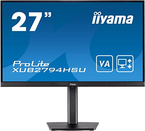 iiyama ProLite XUB2794HSU-B1 68,5cm (27) VA LED-Monitor Full-HD (HDMI, DisplayPort, USB3.0) Ultra-Slim-Line, Höhenverstellung, Pivot, schwarz
