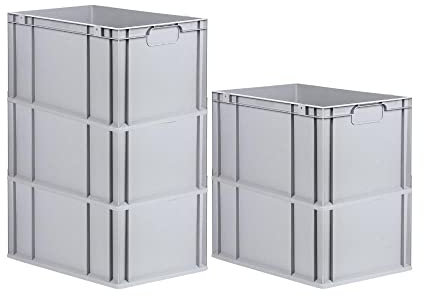 PROREGAL SuperSparSet 5x Eurobox NextGen Economy | Griffe geschlossen |HxBxT 32x40x60cm | 65 Liter | Eurobehälter, Transportbox, Transportbehälter, Stapelbehälter
