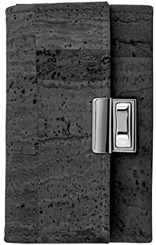 Simaru Kleine Kellner geldbörse, Kellnergeldbeutel aus Kork, RFID Blocker, 4 Fächer für Scheine Münzen, vegan (Schwarz)