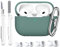 R-fun Compatibile con AirPods Pro 2a/1a generazione Custodia Cover con kit di pulizia, silicone protettivo completo per Apple AirPods Pro 2a/1a Custodia di ricarica[LED anteriore visibile],Verde pino