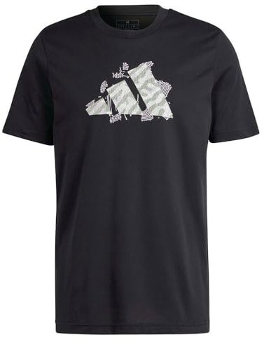 adidas Herren AEROREADY Tennis Logo Slam Graphic Tee T-Shirt, Black, XL