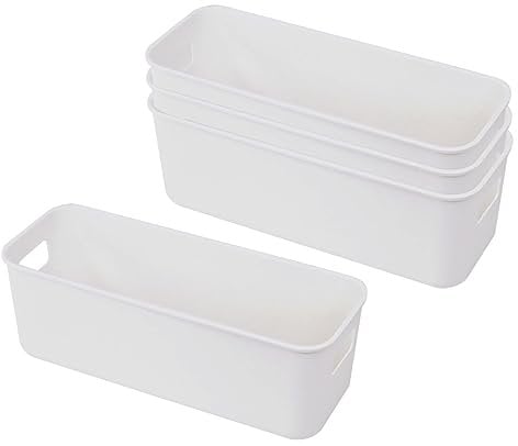 GmeDhc 4 Pcs Plastic Storage Basket, Rectangular Storage Boxes, Storage Box with Handles, Organizer Storage for Kitchen, Home, Office, Bathroom, Home