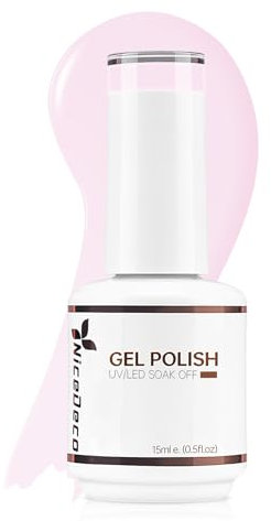 Nicedeco 15ML Vernis Gel Semi Permanent Translucide Rose, Vernis à Ongles Gel Polish UV LED Soak Off Brillant Longue Durée (12)