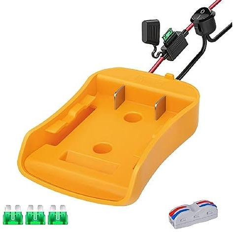 WEUCHSOL Power Wheel Adapter for Dewalt 20V Battery Adapter, Dewalt Battery Adapter with 3Pcs 30A Fuse, 14AWG Wire, Power Connector for DIY Ride On Truck, RC Car Toys and Robotics (1pack)